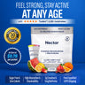 Front view of Essential Daily Creatine tub showcasing Feel strong stay active at any age headline on blue background