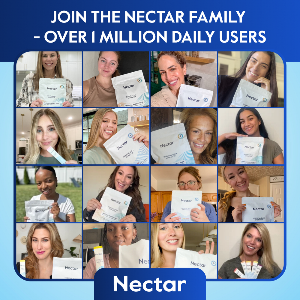 Grid of customer headshots with overlay text Join the Nectar family - over 1 million daily users