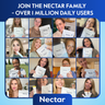 Grid of customer headshots with overlay text Join the Nectar family - over 1 million daily users