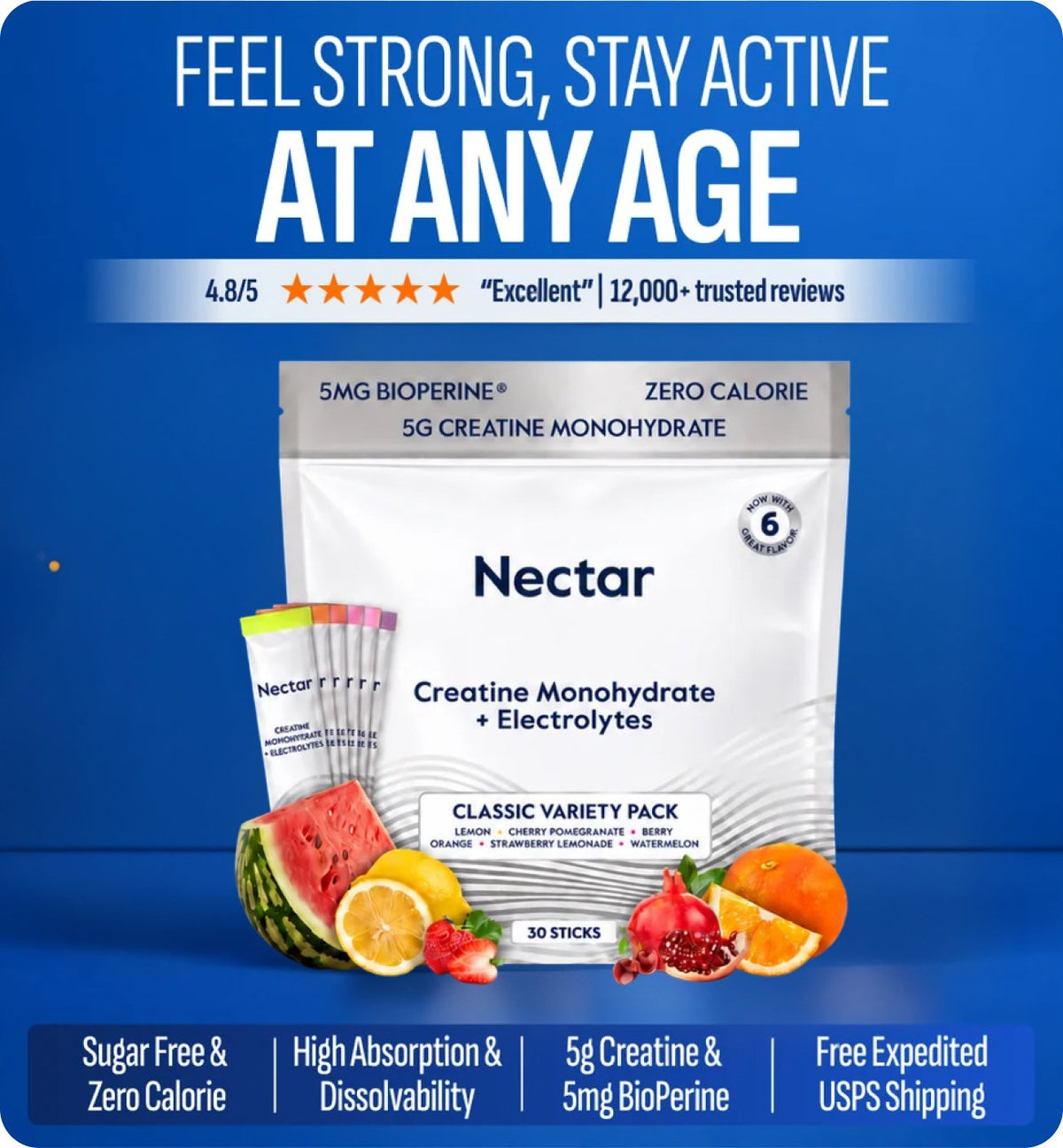 Essential Daily Creatine Classic Variety Pack: Feel Strong, Stay Active At Any Age
